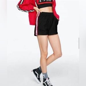 Victoria’s Secret vs PINK Activewear High Waisted Black Graphic Track Gym Shorts